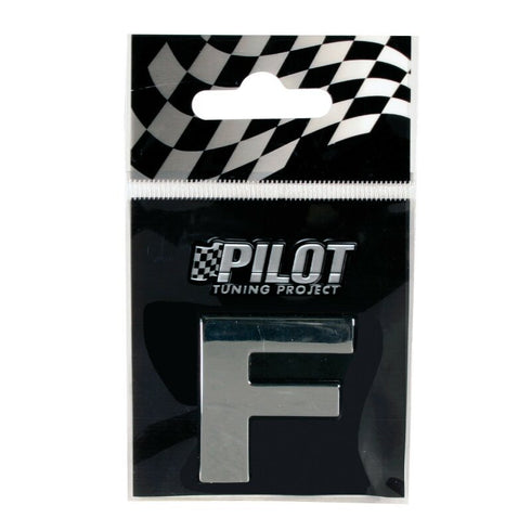 Autocolant 3D crom Type-3 (28mm) litera - F